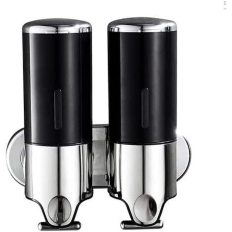 2 x 500 ml Wandseifenspender, Doppelkopf-Handseifenspender, Flüssigseifenspender für Duschgel und Shampoo für Küche, Badezimmer, Hotel (Schwarz)