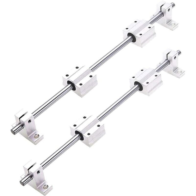 Aougo - 2 x 500 mm arbre linéaire ø 8 mm Guide linéaire horizontal roulement à billes + 4 x supports SK8 + 4 x blocs de roulement SCS8UU
