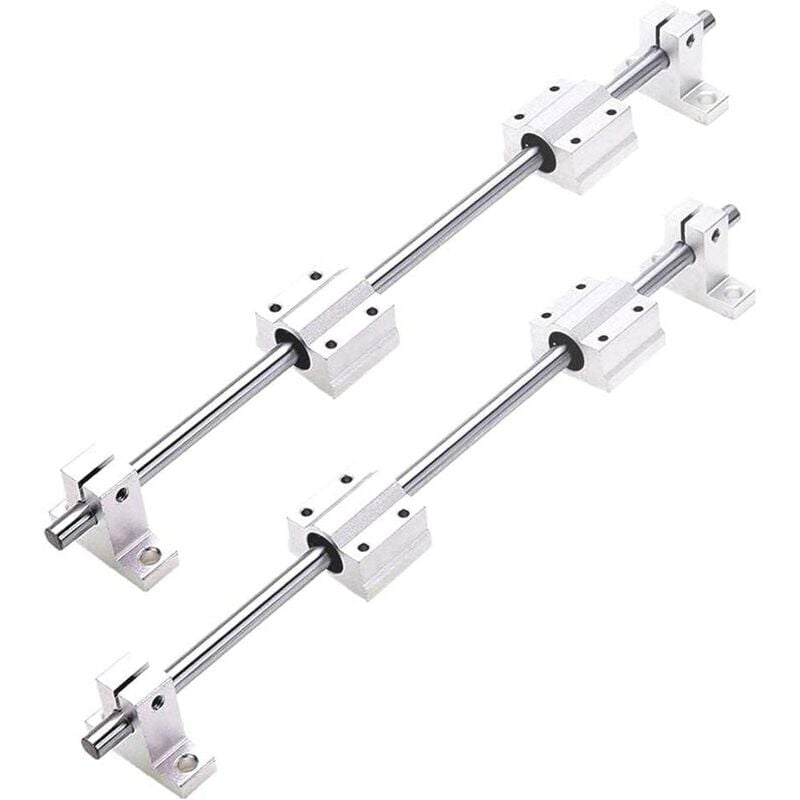 SNQ - 2 x 500 mm arbre linéaire ø 8 mm Guide linéaire horizontal roulement à billes + 4 x supports SK8 + 4 x blocs de roulement SCS8UU