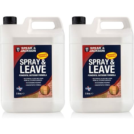 2 x 5L Spear & Jackson Spray and Leave Concentrated Algae, Lichen and Mould remover