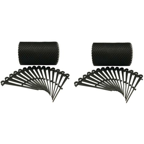 2 x 6m Rolls of Gutter Protection Mesh Guard with 30 Fixing Clips (12m x 17.5cm)