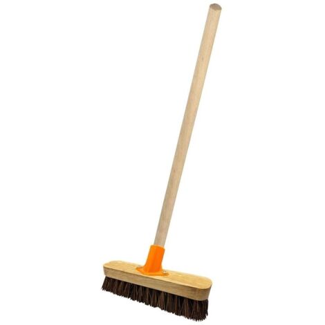 2 x 9" Strong Stiff Deck Scrubber Hard Bristle Brush With Wooden Handle For Outdoors