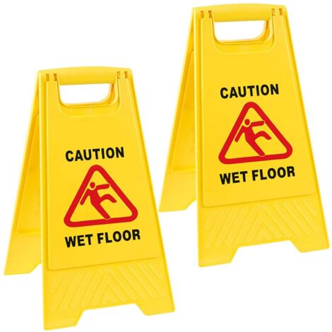 2 x ''A' Frame Double Sided Yellow Wet Floor Warning Sign