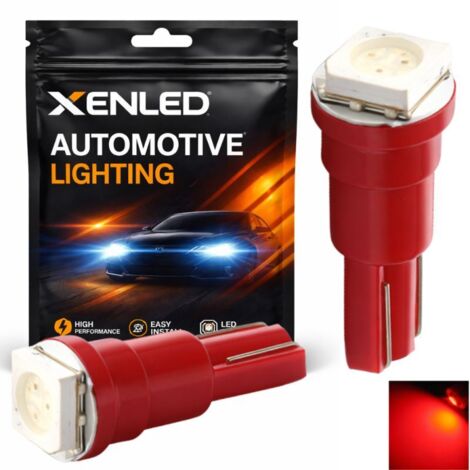 2 x Ampoules 1 LED SMD ROUGE - T5 W1.2W - Ampoule de tableau de bord / Feux stop LED 12V