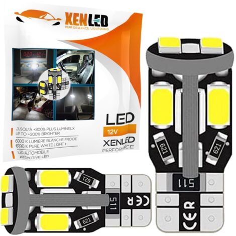 2 x AMPOULES 10 LEDS XENLED (5730) CANBUS LED SSMG - T10 W5W 4W - Blanc 12V LED