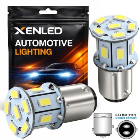 2 x Ampoules 13 LED SMD - BAY15D / P21/5W / 1157 / T25 - Blanc 12V - double intensité