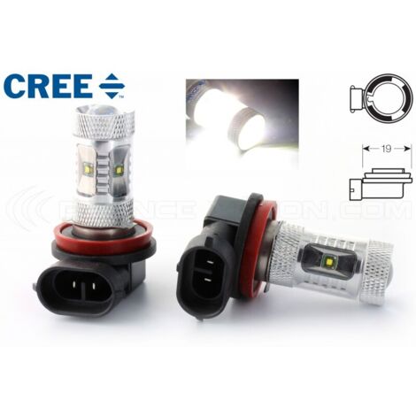 2 x Ampoules 6 LED CREE 30W - H8 - Haut de Gamme 12V Haute puissance - Blanc