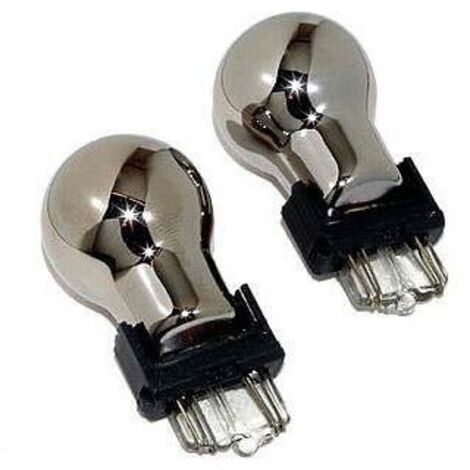 2 x ampoules de clignotant chrome P27/7W - Ergots 3157 - Couleur orange allumée, lampe à filament halogène 12V 27W/7W
