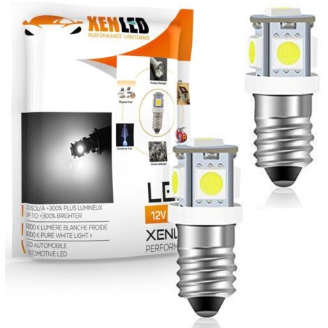 2 x AMPOULES E10 - 5 LED SMD (5050) - BLANC - BA9S - 6,3V - XENLED