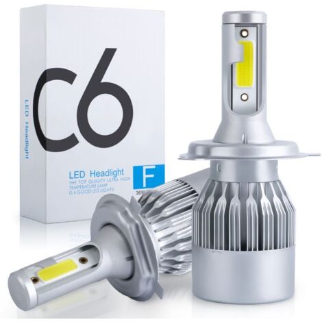 2 x Ampoules H4 Bi-LED Ventilé COB C6 - 3800Lm - 12V / 24V - Lampes LED