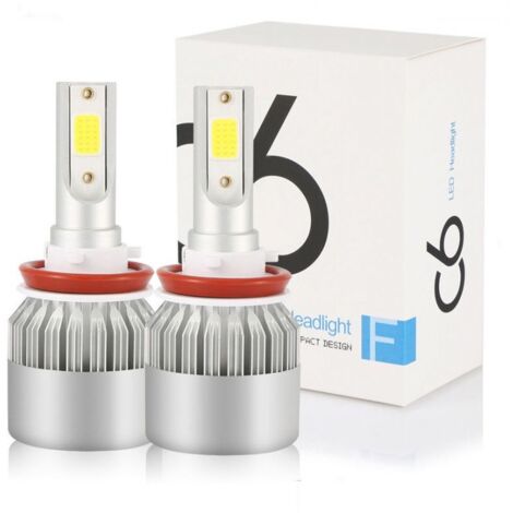2 x Ampoules H8 H9 H11 LED Ventilée COB C6 - 3800Lm - 12V / 24V