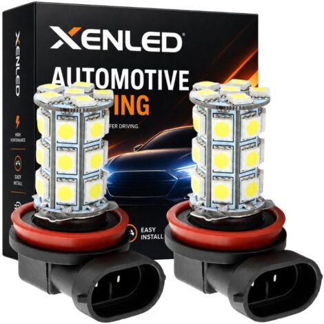2 x Ampoules H8 LED SMD 18 LED 12v - Blanc - Lampe de signalisation