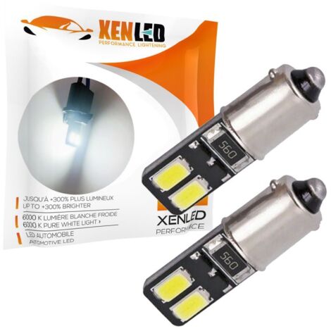 2 x AMPOULES T4W BA9S - 4 LEDS SMD 5730 CANBUS - XENLED - sans erreur ODB - 12V - Blanc