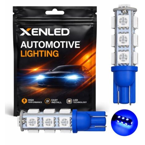 2 x AMPOULES W5W - 13 LEDS BLEUES - LED SMD5050 - 13 leds - T10 W5W - Lampe de voiture LED