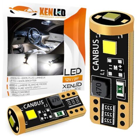 2 x AMPOULES W5W 3-LED Super Canbus 400Lms XENLED - GOLD - Blanc 12V