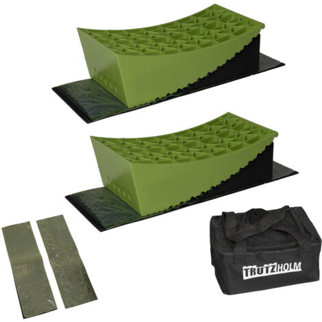 2 x Ausgleichsrampe mit Unterlegmatte 13,5 T 32x15x11 / 19x15x8 cm Kunststoff Wohnmobil