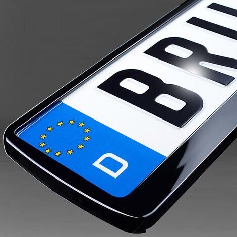 UTSCH AG 2 x Black Brillant schwarz HOCHGLANZ EU Kennzeichenhalter Nummernschildhalter KFZ PKW