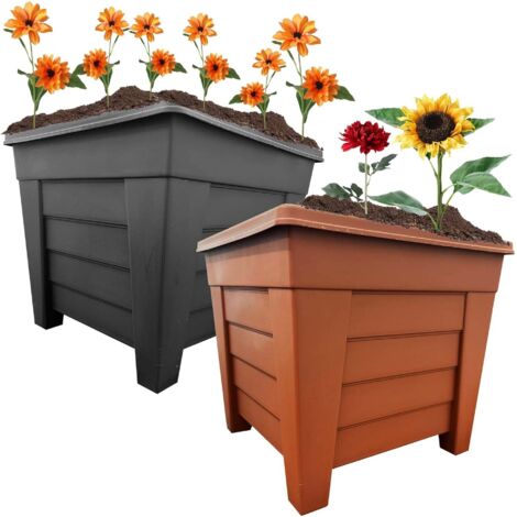2 x Black Grosvenor Square Planter 33cm Plant Pots
