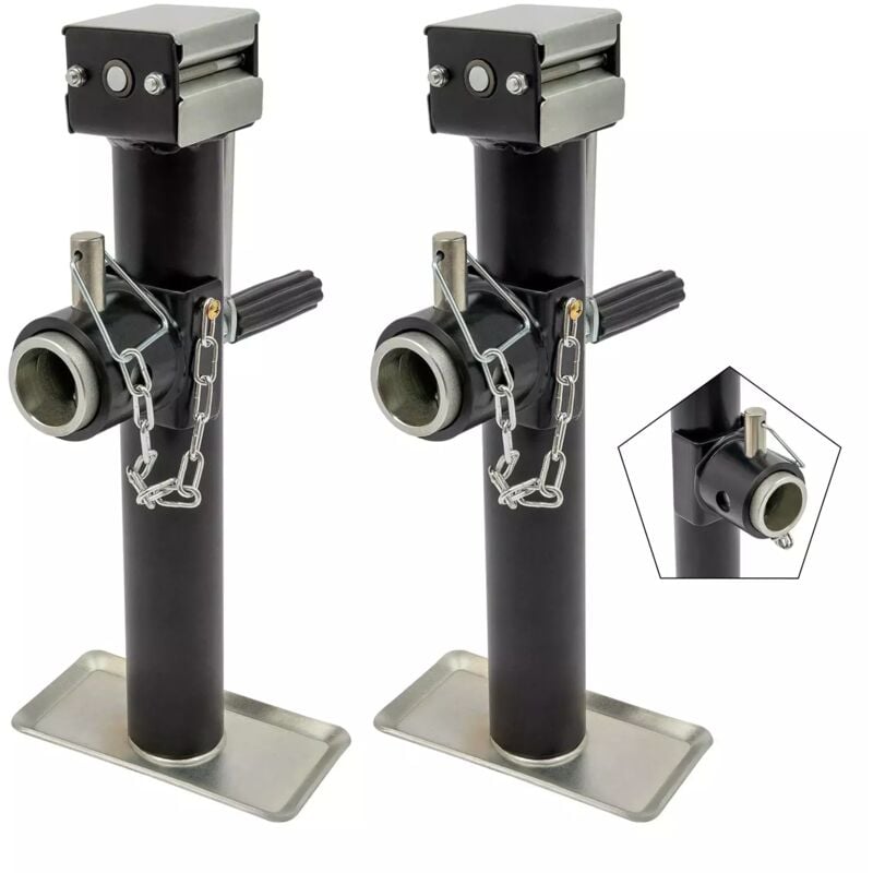 Gojoy - 2 x béquille, cric de remorque pivotant, 1000 kg, avec Support de manivelle, Pied, Timon de remorque, Poids, réglable en Hauteur, pour