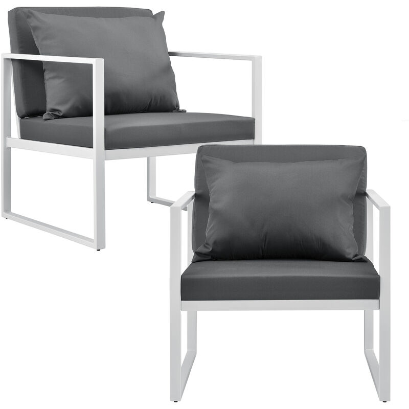 Réglez 2 fauteuils avec accoudoirs de jardin conception élégante rembourrée diverses couleurs taille : Gris / blanc