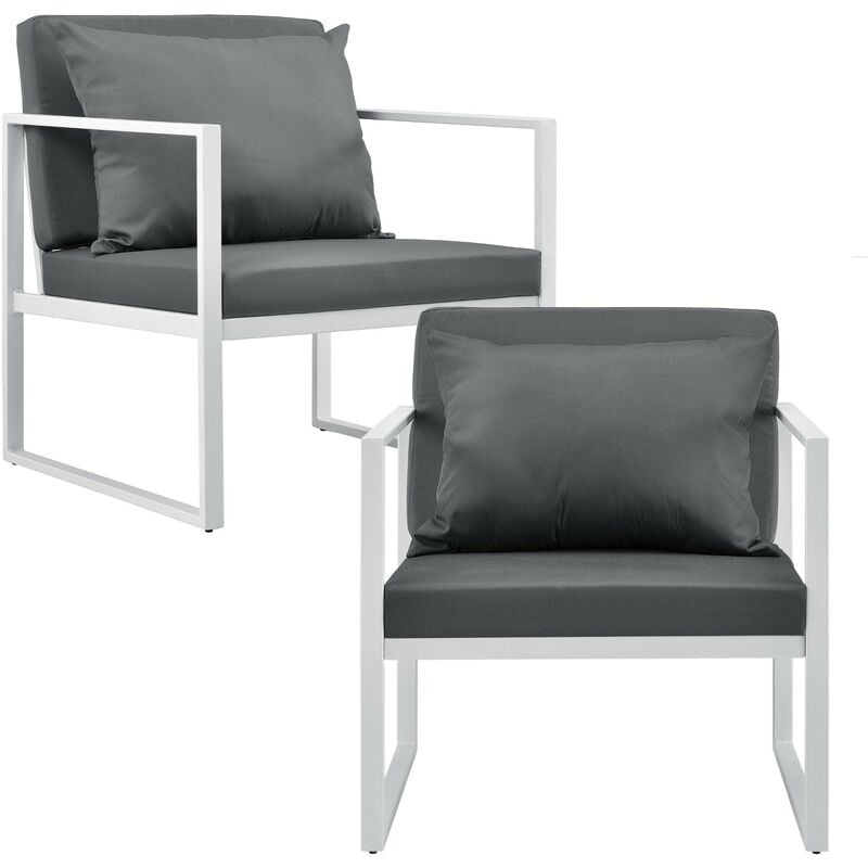 2 x chaises extérieures robustes avec coussins confortables blanc 70 x 60 x 60 cm - Blanc
