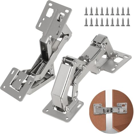 2 x Charniere Gond Porte Placard 175° avec Amortisseur Hydraulique, Soft Close Charnière de Meubles à 18 Vis avec Amortisseur Hydraulique