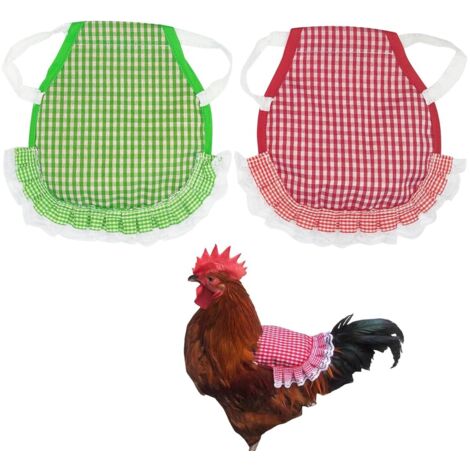 2 x Chicken Saddle Apron Chicken Saddle Vest for Hens Breathable Chicken Apron with Elastic Straps for Chickens, Ducks Geese Small Pets (Red, Green)