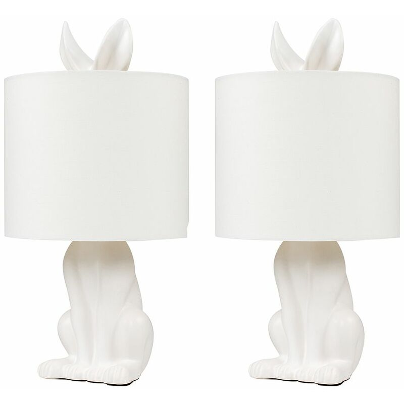 2 x Lepus White Hare Table Lamps - White - Including led Bulb