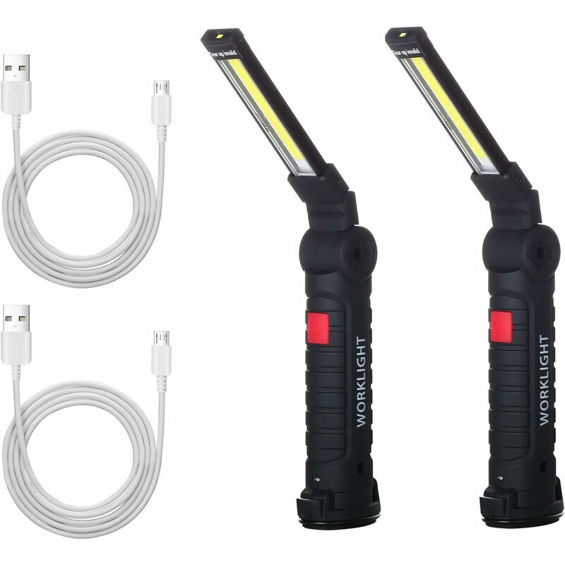 2x Cob Work Light Rechargeable led Hand Lamp Cob Workshop Lamp Flashlight led Handheld Work Light with Magnetic Base Inspection Lamp for Hiking