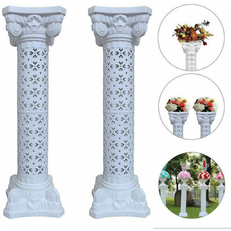 2 x Colonne Romaine Fleurs Plastique Pour Mariage Grande Pilier Floral 120cm Pour Réception Fêtes d' Anniversaire Cérémonies Jardin