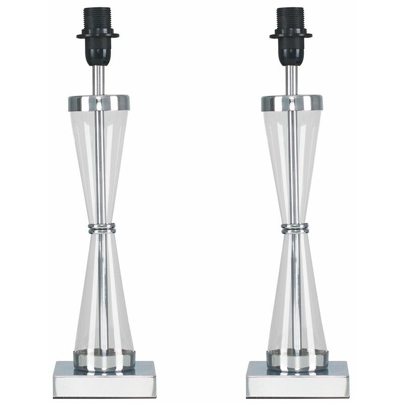 2 x - Chrome Hourglass Table Lamp Bases