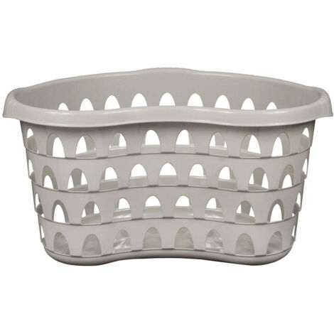 2 x Cool Grey Linen Storage Large Plastic Hipster Washing Tub Baskets