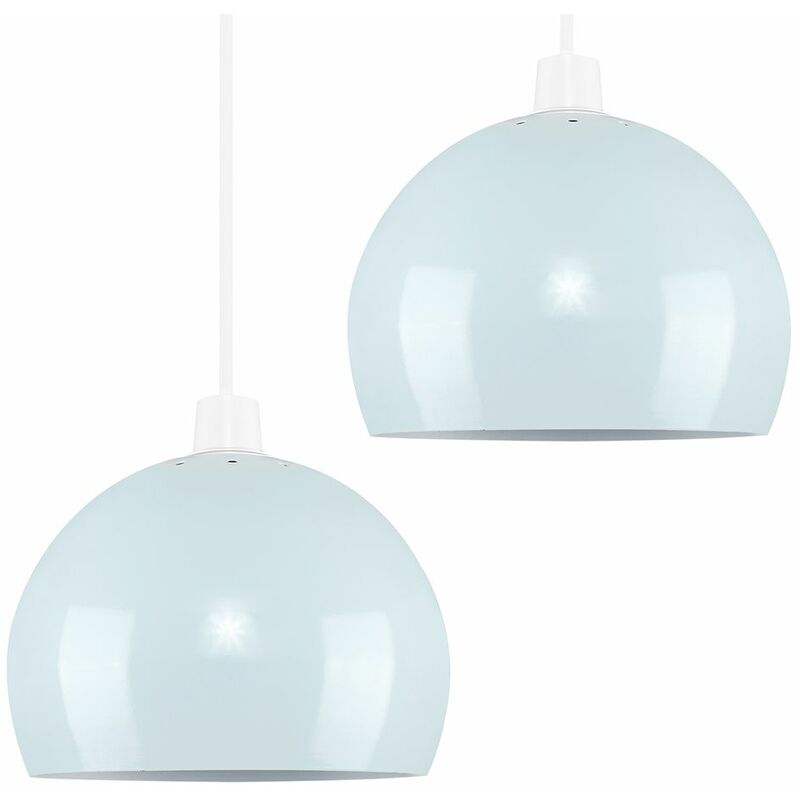 Minisun - 2 x Arco Ceiling Pendant Light Shades - Pale Blue - No Bulb