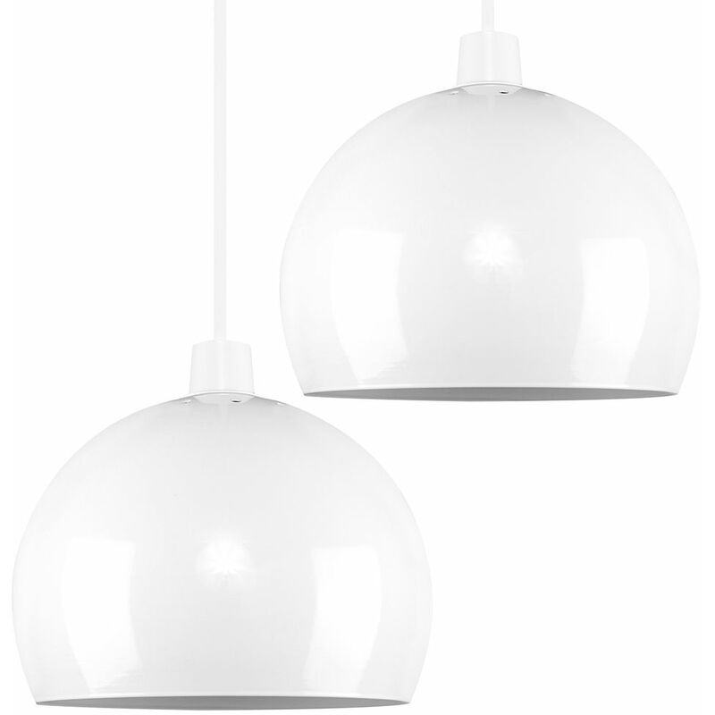 Minisun - 2 x Arco Ceiling Pendant Light Shades - White - Including LED Bulb