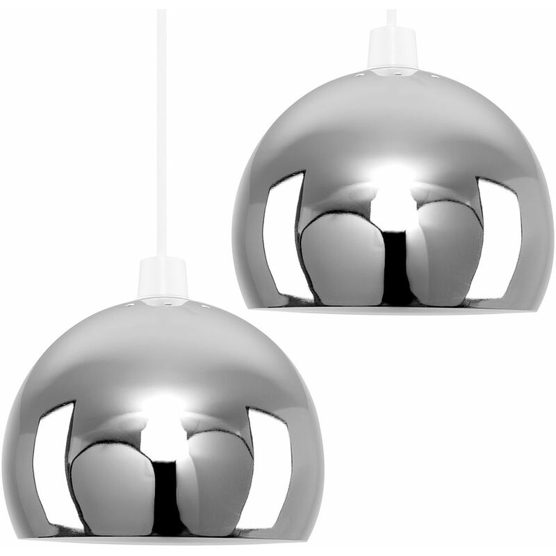 Minisun - 2 x Arco Ceiling Pendant Light Shades - Chrome - Including LED Bulb
