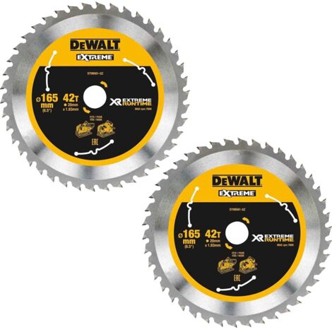 2 X Dewalt DT99561 165mm x 20mm 42T Extreme Runtime FlexVolt Plunge Saw Blades