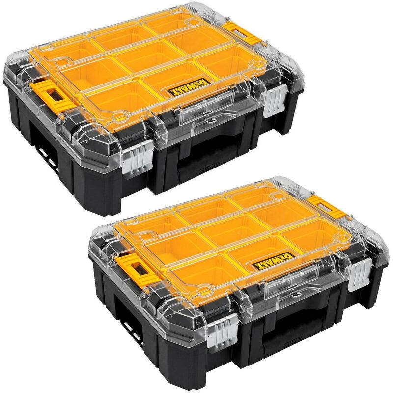 2 x Dewalt DWST1-71194 TStak v Clear Lid Stackable Tool Fixing Organiser Case