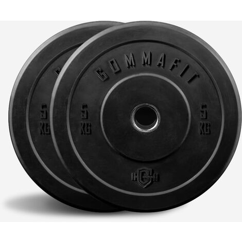 2 x dischi gomma pesi 5 kg bilanciere olimpico palestra Bumper Training