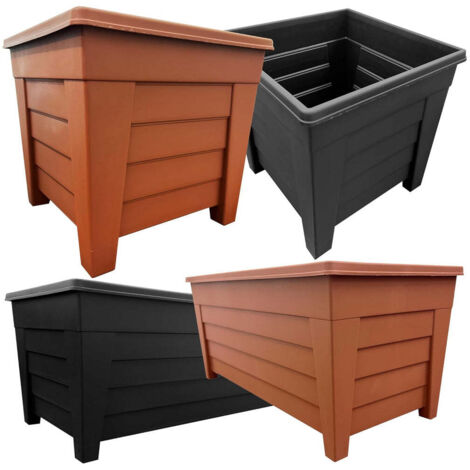 2 x Each Black Grosvenor Square 33cm & Long Grosvenor Troughs 55cm Planter Sets