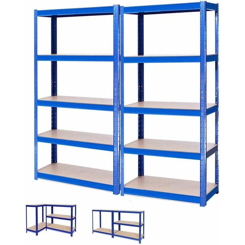 Hsha - 2 x étagère enfichable étagère de rangement étagère de sous-sol étagère D'atelier, tailles et couleurs sélectionnables, Garage enduit bleu,