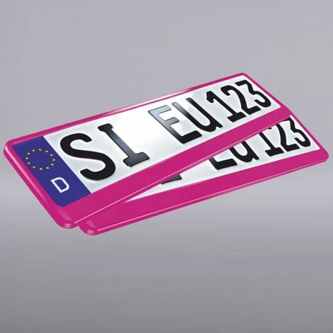 2 x EU Kennzeichenhalter pink Nummernschildhalter Kennzeichenhalterung PKW  KFZ
