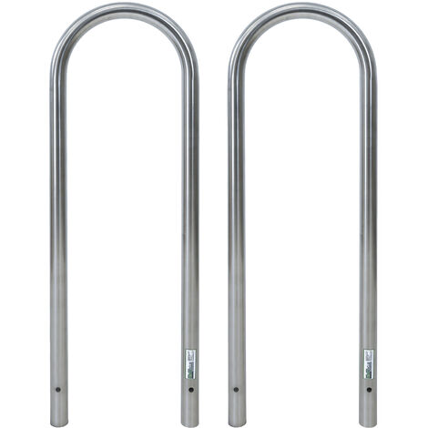 2 x Fahrradanlehnbügel 115 x 41 cm Edelstahl Ø 49 mm