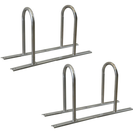 2 x Fahrradanlehnbügel 140 x 88 cm Stahl feuerverzinkt Ø 50 mm grau freistehend Fahrradständer Parker Typ U