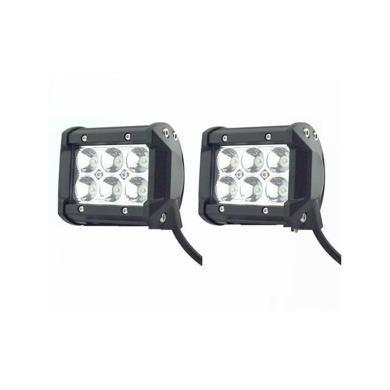 2 x faro supplementare profondita auto fuoristrada 12V 18W 6 led rettangolare