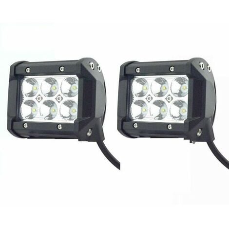 2 x FARO SUPPLEMENTARE PROFONDITA AUTO FUORISTRADA 12V 18W 6 LED RETTANGOLARE