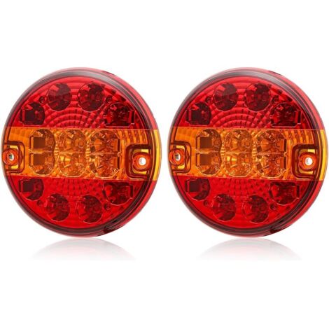2 x Feu arrière rond LED 12V 24V, Feux de remorque led submersible pour tracteur agricole,caravane,éclairage phare remorque fourgon, feux hamburger camion 24V, Homologation ECE EMC