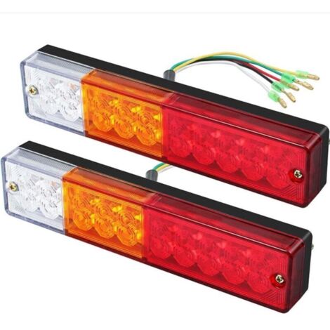 2 x Feux Arrière LED Feux de Recul Freinage Clignotant Eclairage Phare Arrière 40 LED 12V 24V pour Remorque Camion Caravane UV Bateau Camping Car