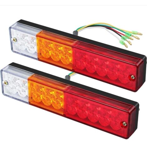 2 x Feux Arrière LED Feux de Recul Freinage Clignotant Eclairage Phare Arrière 40 LED  12V 24V pour Remorque Camion Caravane UV Bateau Camping Car