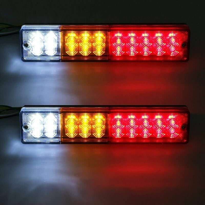 2 x Feux Arrière LED Feux de Recul Freinage Clignotant Eclairage Phare Arrière 40 LED Univesel 12V 24V pour Remorque Camion Caravane UV Bateau