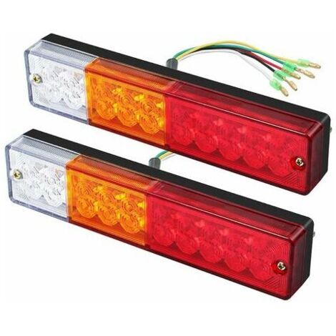 2 x Feux Arrière LED Feux de Recul Freinage Clignotant Eclairage Phare Arrière 40 LED Univesel 12V 24V pour Remorque Camion Caravane UV Bateau Camping Car